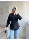 Arkası Bağlamalı Belden Bağlamalı Gömlek - SİYAH