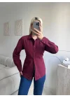 Arkası Bağlamalı Belden Bağlamalı Gömlek - BORDO