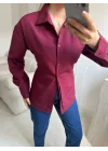 Arkası Bağlamalı Belden Bağlamalı Gömlek - BORDO