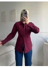 Arkası Bağlamalı Belden Bağlamalı Gömlek - BORDO