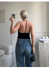 Sırt Dekolte Bodysuit - SİYAH