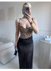 Bel Korse Eteği Tül Elbise - LEOPAR
