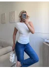 Büzgülü Bluz - BEYAZ