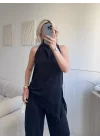 Dantel Detay Bluz Pantolon Takım - SİYAH