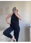 Dantel Detay Bluz Pantolon Takım - SİYAH