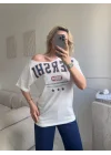 Kayık Yaka Mershi Tshirt - BEYAZ