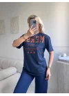 Kayık Yaka Mershi Tshirt - LACİVERT