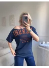 Kayık Yaka Mershi Tshirt - LACİVERT