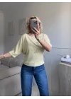 Yıldız Detay Kayık Yaka Bluz - SARI