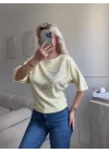 Yıldız Detay Kayık Yaka Bluz - SARI