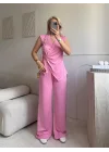 Kruvaze Tokalı Modal İkili Takım - PEMBE