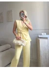 Kruvaze Tokalı Modal İkili Takım - SARI