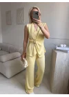 Kruvaze Tokalı Modal İkili Takım - SARI