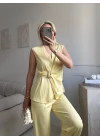 Kruvaze Tokalı Modal İkili Takım - SARI