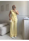 Kruvaze Tokalı Modal İkili Takım - SARI