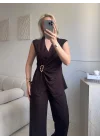 Kruvaze Tokalı Modal İkili Takım - KAHVE