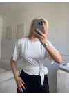 Bel Bağlamalı Modal Crop - BEYAZ