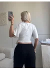 Bel Bağlamalı Modal Crop - BEYAZ