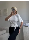Bel Bağlamalı Modal Crop - BEYAZ