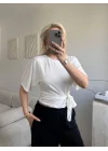 Bel Bağlamalı Modal Crop - BEYAZ