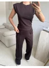 Vatkalı Kolsuz İkili Takım - KAHVE