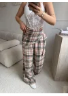 Bel Fular Ekose Pantolon - HAKİ