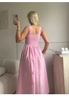 Bel Korse Askılı Prenses Elbise - PEMBE
