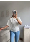 Arkası Bağcıklı Bluz - BEYAZ