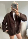 Astarlı Cozy Peluş Ceket - KAHVE