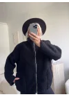 Astarlı Cozy Peluş Ceket - SİYAH