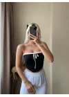 Bağlamalı Straplez Crop-SİYAH