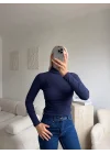 Basic Balıkçı Yaka Fit Bluz - LACİVERT