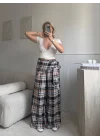 Bel Fular Ekose Pantolon - KAHVE