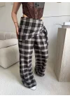 Bel Fular Ekose Pantolon - LACİVERT
