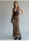 Bel Korse Maxi Elbise - LEOPAR