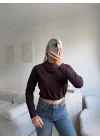 Bel Lastik Crop Sweat - KAHVE