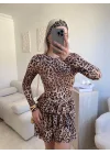 Bisiklet Yaka Fırfırlı Elbise - LEOPAR