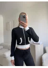 Biyeli Crop Hırka - SİYAH