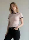 Biyeli Crop Tişört - PUDRA