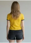 Biyeli Crop Tişört - SARI
