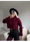 Boğazlı Triko Kazak - BORDO