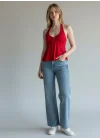 Boyundan Geçmeli Aksesuar Crop - KIRMIZI