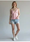 Boyundan Geçmeli Aksesuar Crop - PEMBE