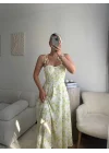 Çiçek Desen Omuz Bağlamalı Elbise