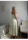 Çiçek Desen Omuz Bağlamalı Elbise