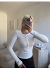 Çıtçıtlı Fitilli Bluz - BEYAZ