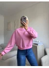 Crop Basic Sweat - PEMBE