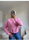 Crop Basic Sweat - PEMBE