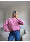 Crop Basic Sweat - PEMBE