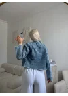 Denim Breeze-Beli Kesik Açık Mavi Jean Ceket